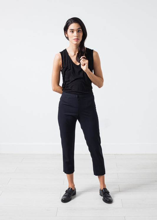 Wool Cropped Pant in Navy
